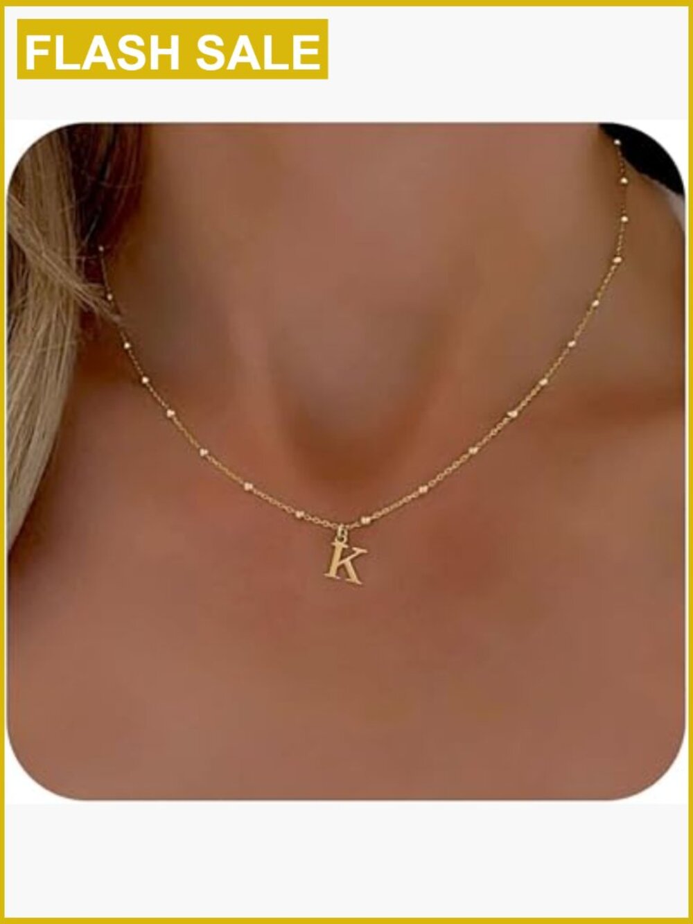 Dainty A-Z Initial Pendant Necklace 16.5+2 Inch Brass Chain Lobster Clasp Gift